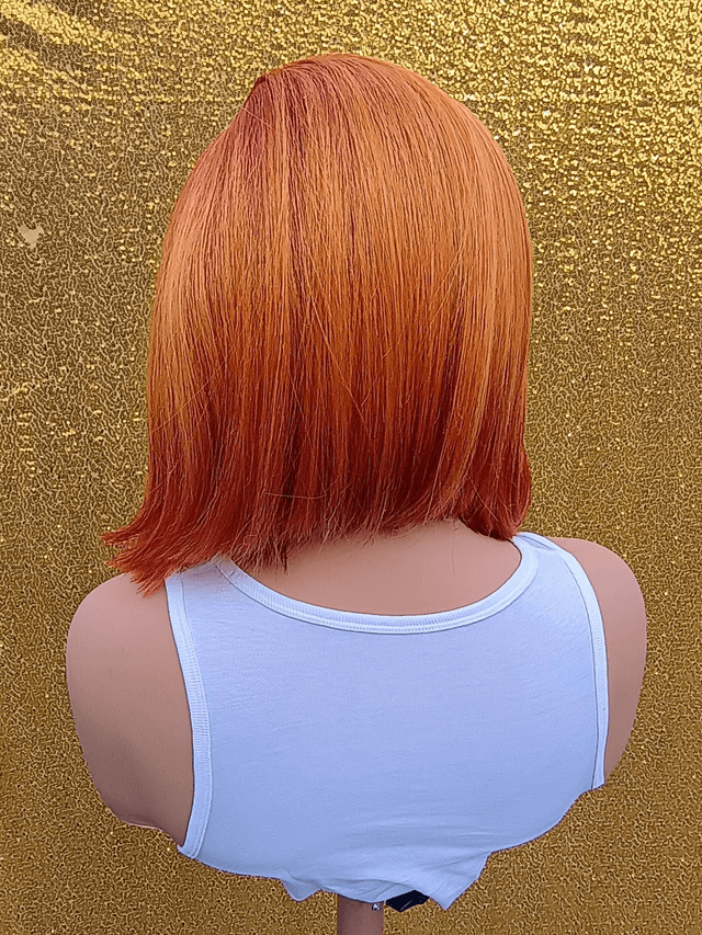 Side Part Lace Front Sunset Orange Bob With Baby Hair