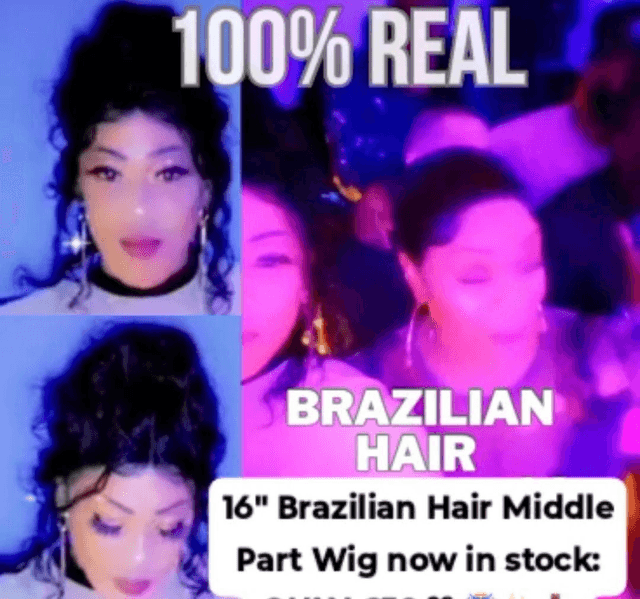 16" Brazilian Hair Lace Part Black Wavy Wig