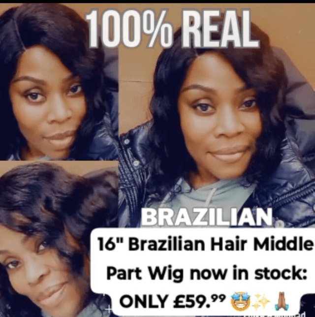 16" Brazilian Hair Lace Part Black Wavy Wig
