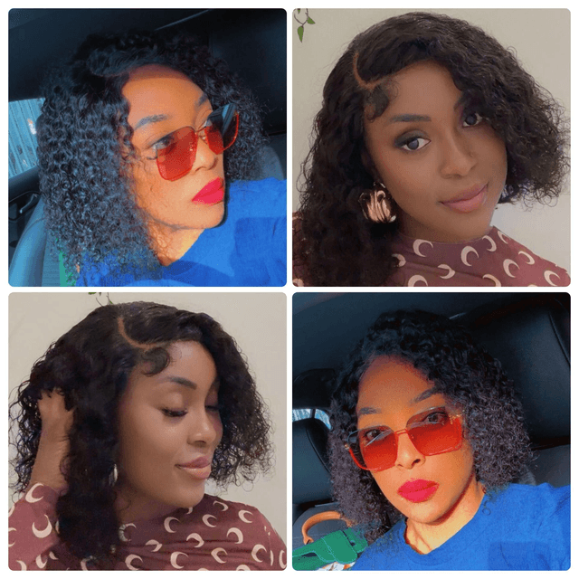 100% Human Hair C Part Lace Wig Curly 