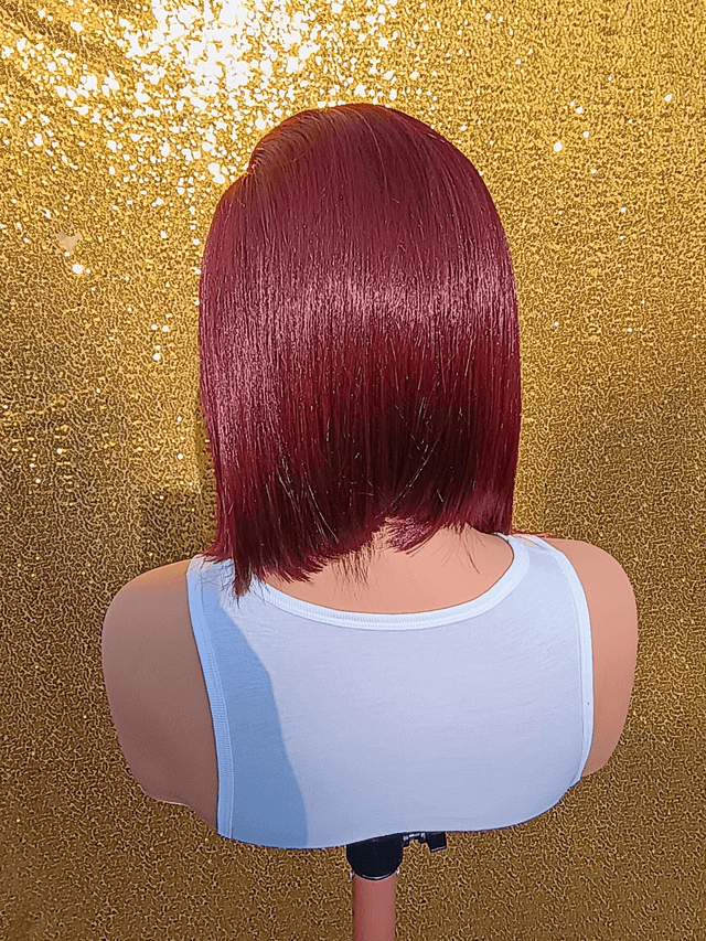 Side Part Lace Front Mixed Black and Red Bob With Baby Hair