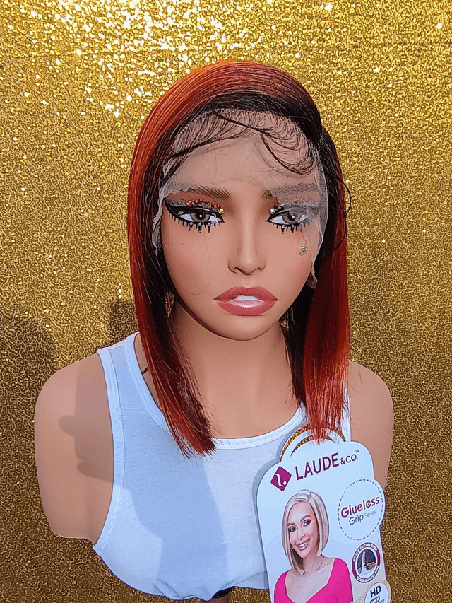 Side Part Lace Front Mixed Black and Red Bob With Baby Hair