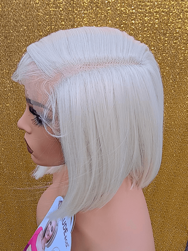 Fixed Side Part Lace Front Light Blonde Bob With Baby Hair