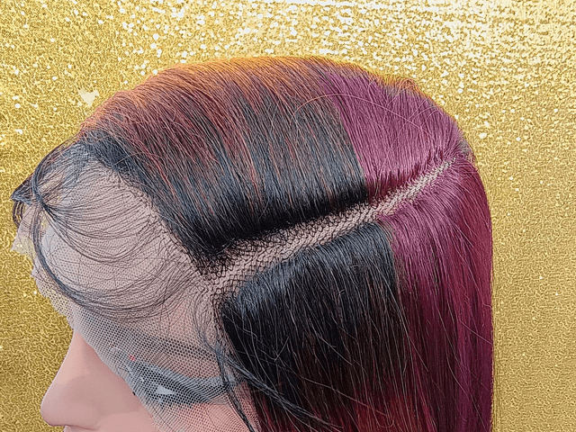 Side Part Lace Front Mixed Black and Red Bob With Baby Hair