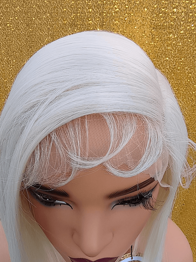 Fixed Side Part Lace Front Light Blonde Bob With Baby Hair