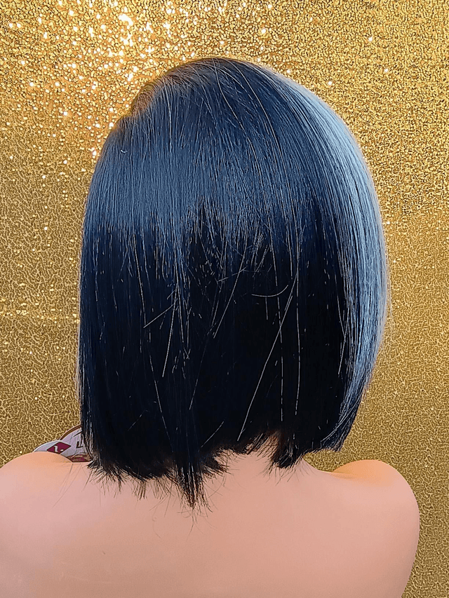 Side Part Lace Front Blue and Platinum Blonde Bob With Baby Hair
