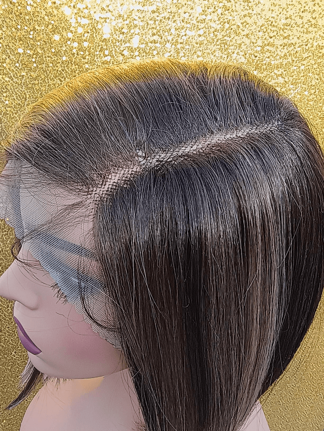 Side Part Lace Front Brown Black and Blonde Bob With Baby Hair