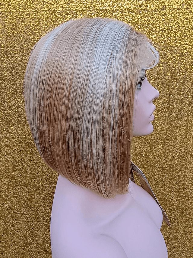 Fixed Side Part Lace Front Mixed Blonde Bob With Baby Hair