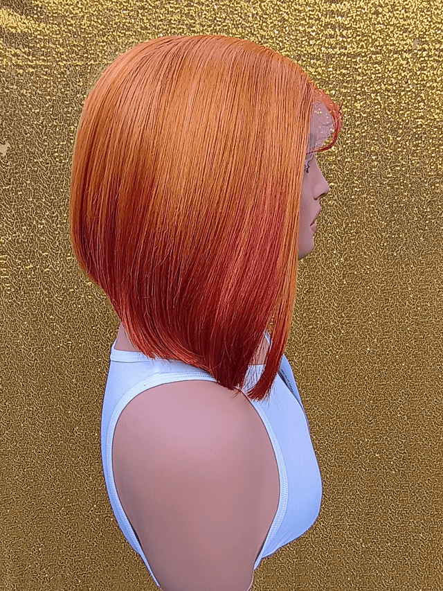 Side Part Lace Front Sunset Orange Bob With Baby Hair